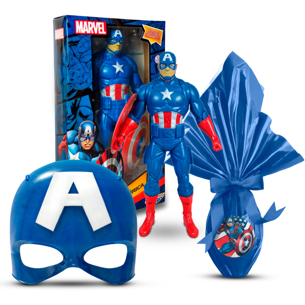 Ovo Da Páscoa 250g Heróis Marvel E Dc + Mascara Heróis Boneco Capitao America kit em Oferta na Shopee