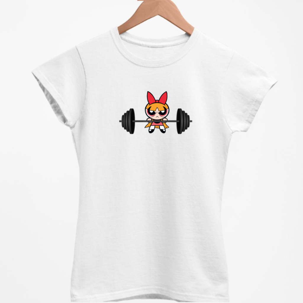 Camiseta Feminina Baby Look blogueira Academia malhação fitness Gym Florzinha as meninas super poderosas