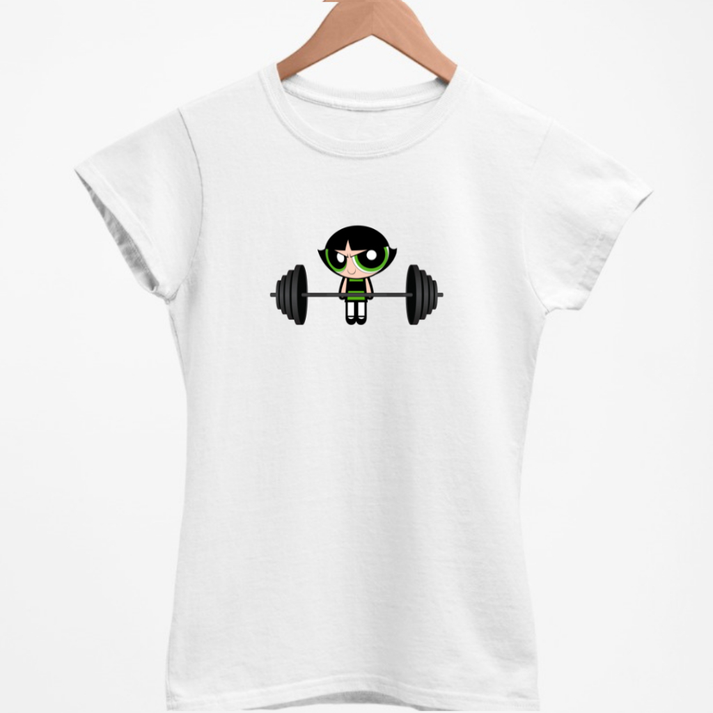Camiseta Feminina Baby Look blogueira Academia malhação fitness Gym Docinho as meninas super poderosas