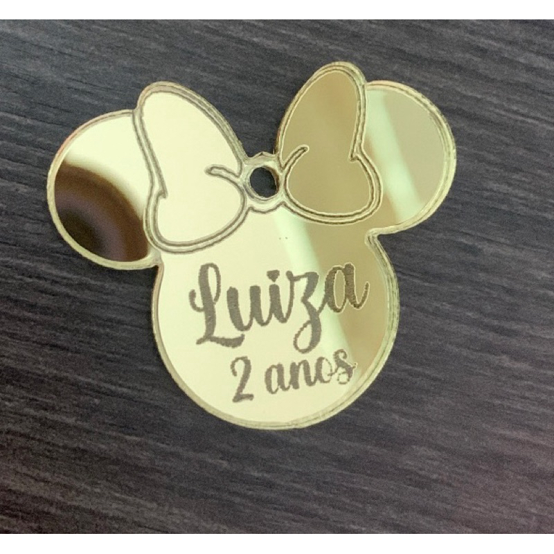 Cabeça Minnie em Acrílico Espelhado Personalizado Aplique Pingente Tag em Oferta na Shopee