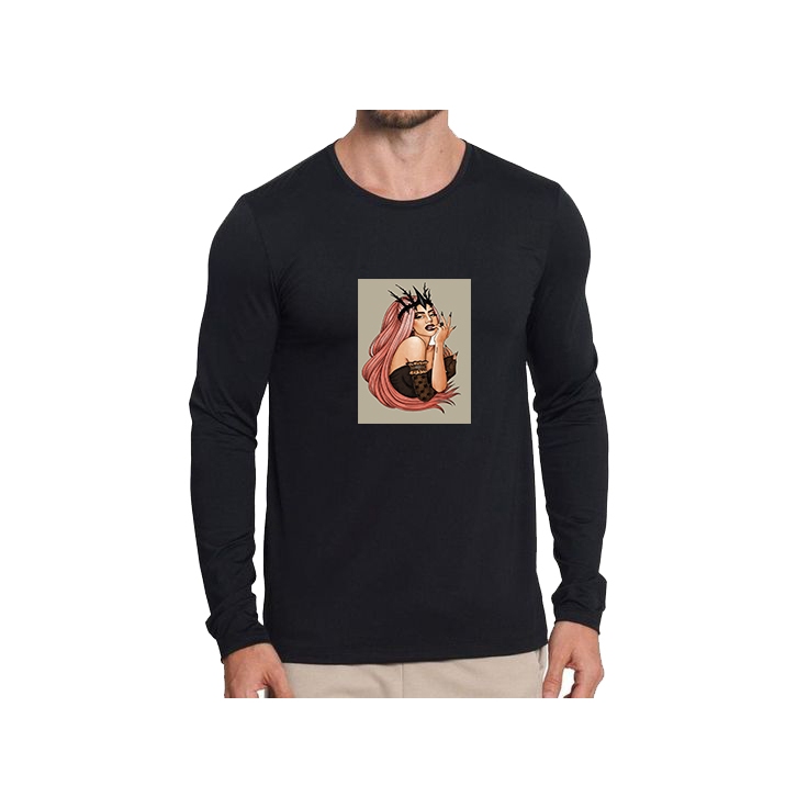 Camisa manga longa unissex lady gaga music pop camiseta algodão I'll Never Love Again