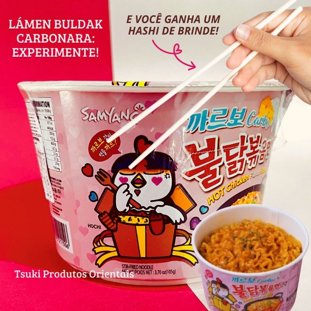 LÁMEN COREANO FRANGO E QUEIJO CREMOSO CARBONARA | BULDAK SAMYANG + HASHI GRÁTIS | COMIDA COREANA
