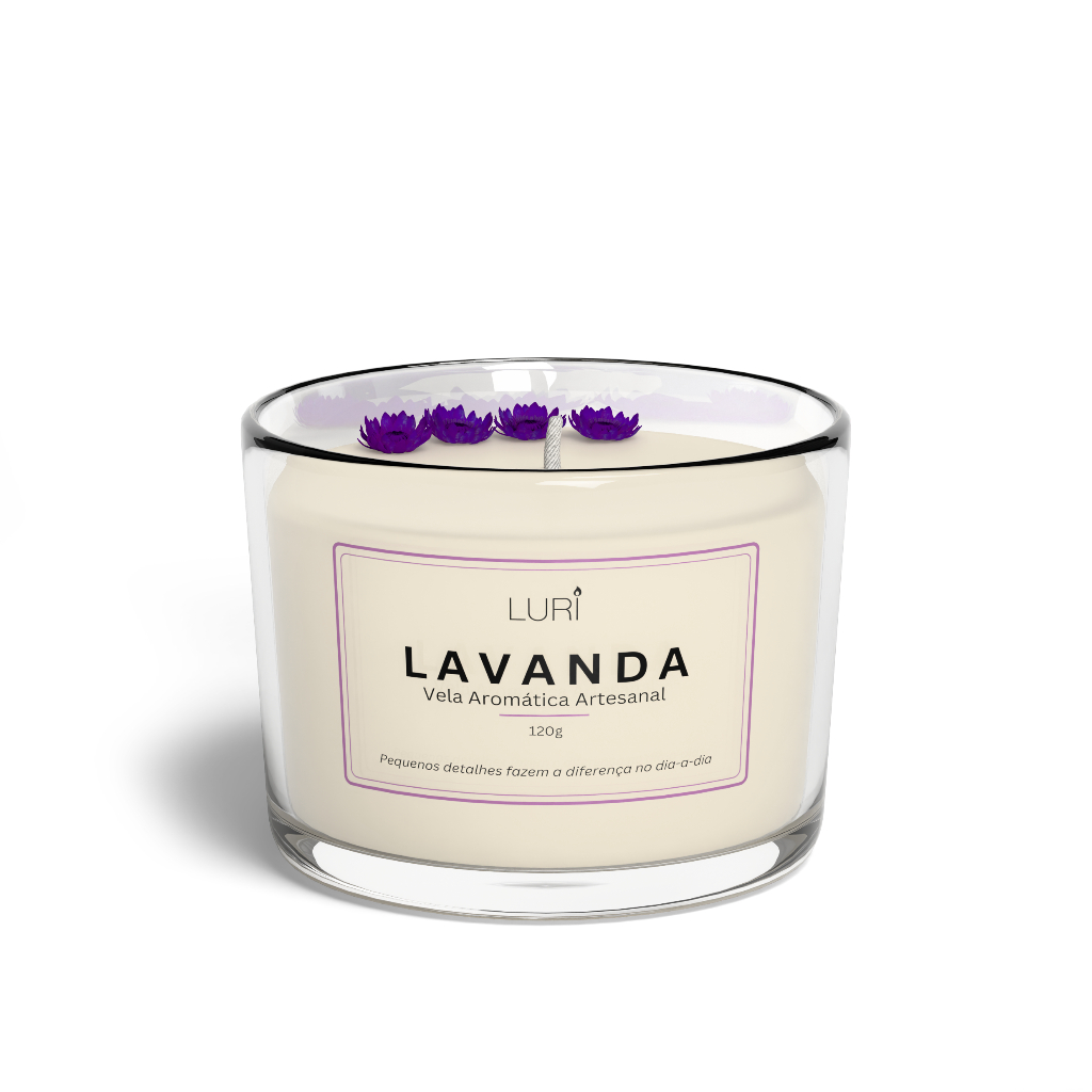 Vela Aromática Perfumada Vegetal Lavanda LURI 120g