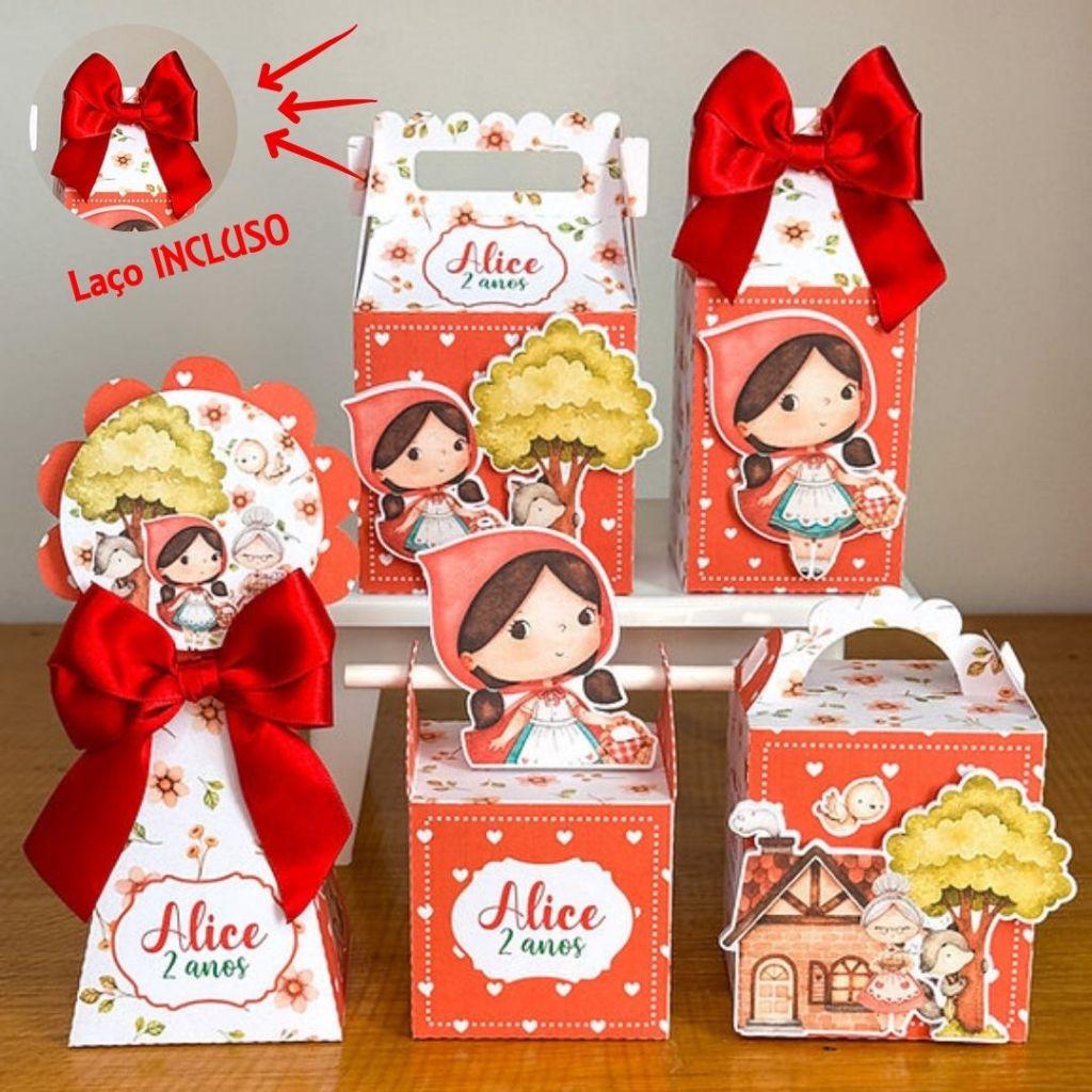 Kit Caixas Chapeuzinho Vermelho Personalizados Lembrancinhas Aniversario Festa Infantil Personalizadas