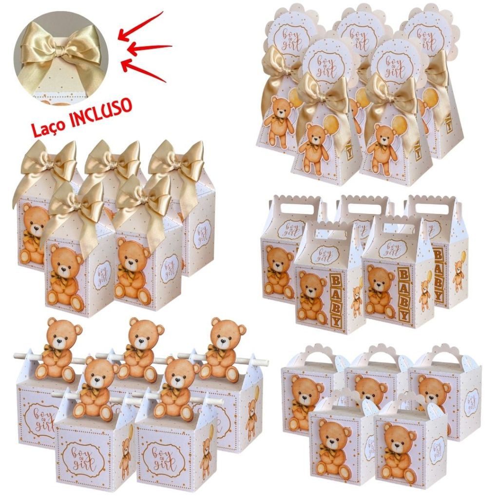 20 Caixas Personalizadas Cha Revelacao Ursinho Neutro (PEGUE E MONTE) |Lembrancinhas Aniversario Personalizados em Oferta na Shopee