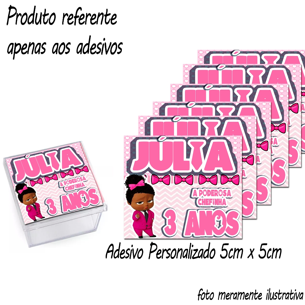 Adesivos personalizados 5cm x 5cm Tema A Poderosa Chefinha p/ caixinha Acrílica. Lembrancinha pra Festa em geral.