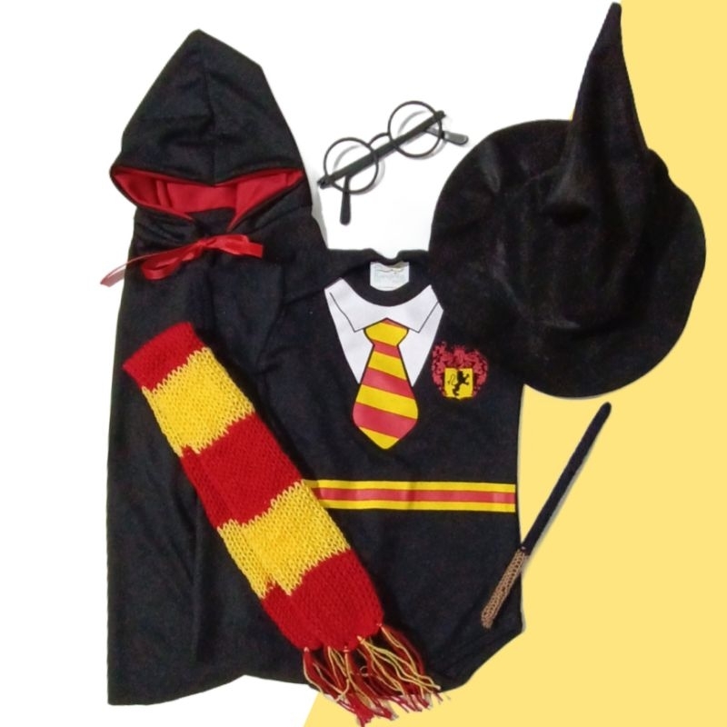 Kit Fantasia Body Bebê Temático Harry Potter Casas Fantasia Mesversário Ítens Opcionais
