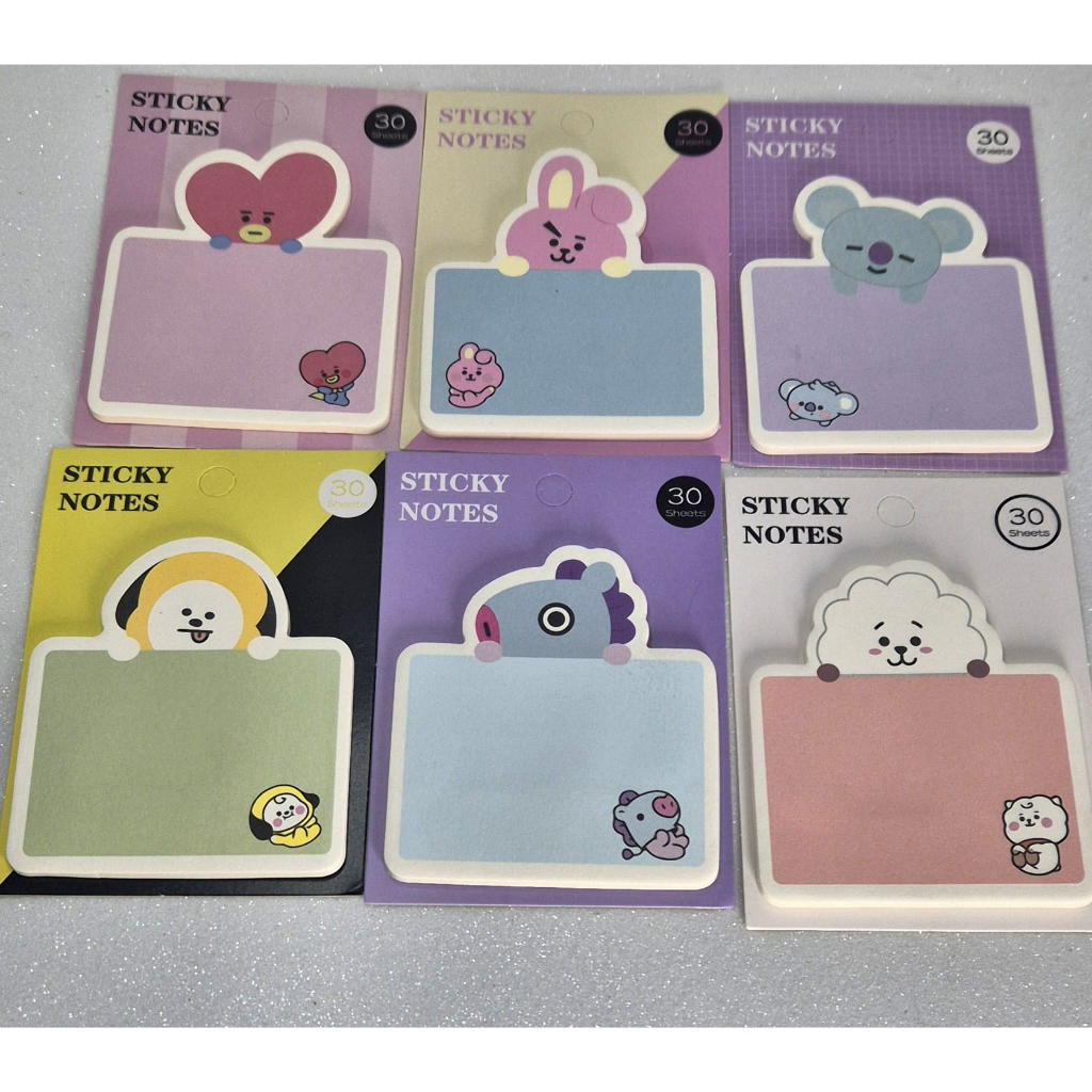 Kit 2 bloquinhos autoadesivos Mascotes BTS-21 em Oferta na Shopee