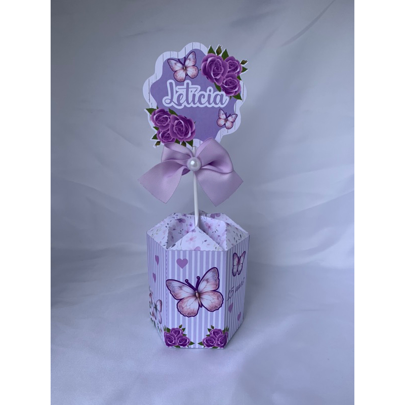 Kit Centro de Mesa Personalizado- Jardim Encantado | Borboletas  Lilás | Festa Infantil | 15 anos. PEGUE E MONTE #2
