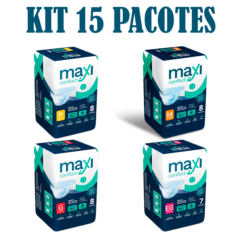 Kit 15 Pct Fraldas Geriátricas Maxi Confort REGULAR Sem Barreiras P/M/G/EG Direto Da Fábrica em Oferta na Shopee