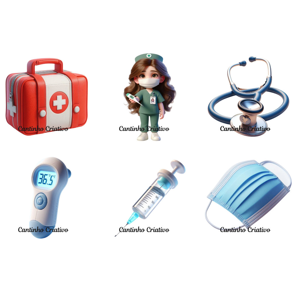 30 Apliques Enfermagem Enfermeira Hospital (3,5cm a 6cm) - Tag - Etiqueta - Rótulo - Forminhas - Toppers docinhos
