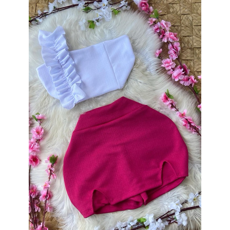 Conjunto Mari Mari! 2 Peças - Cropped com Alça Estilosa + Short Saia - (tam 34-50) SÓ HOJE!!! em Oferta na Shopee