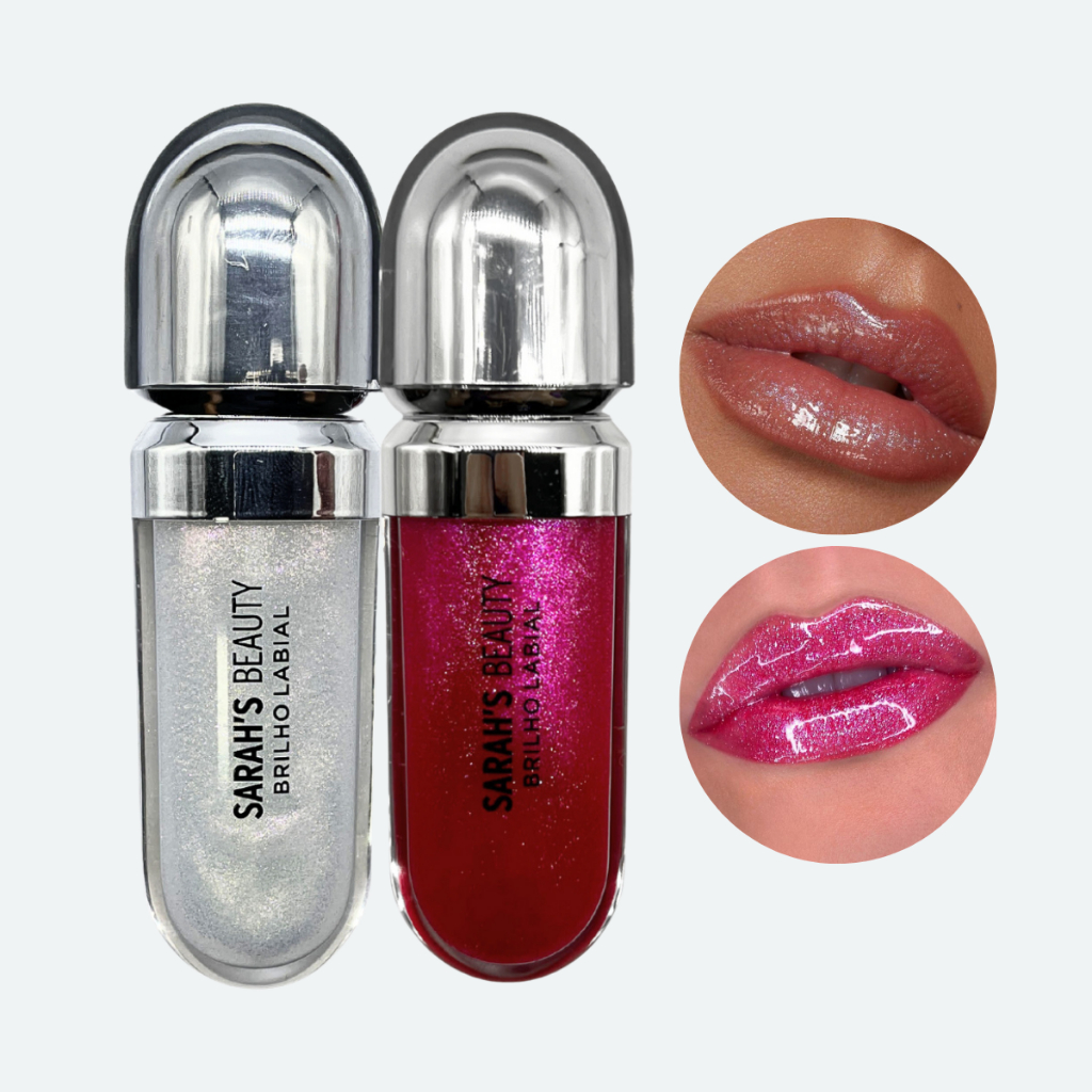 Kit 2 Gloss Labial Sarah's Beauty: brilho intenso e hidratação para lábios deslumbrantes Envio Já
