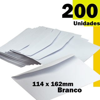 200 UN ENVELOPE COMERCIAL, LISO, BRANCO, 63GR 114X162MM em Oferta na Shopee