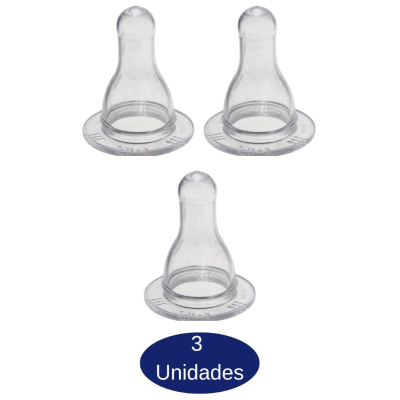 Kit com Bicos de Mamadeira Redondo 100% Silicone