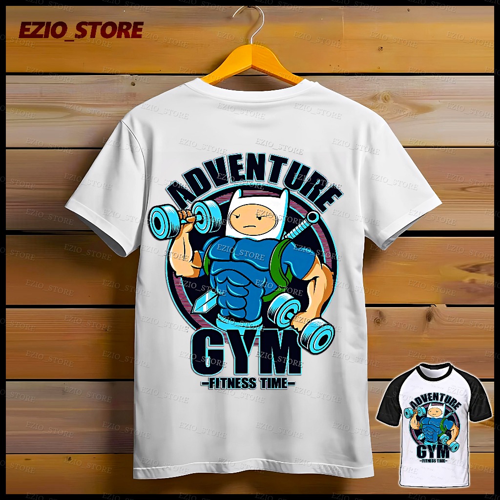 Camiseta Finn Hora de Aventura Academia Treino Unissex Camiseta Blusa Meme Academia Adventure Gym Fitness Time Básica