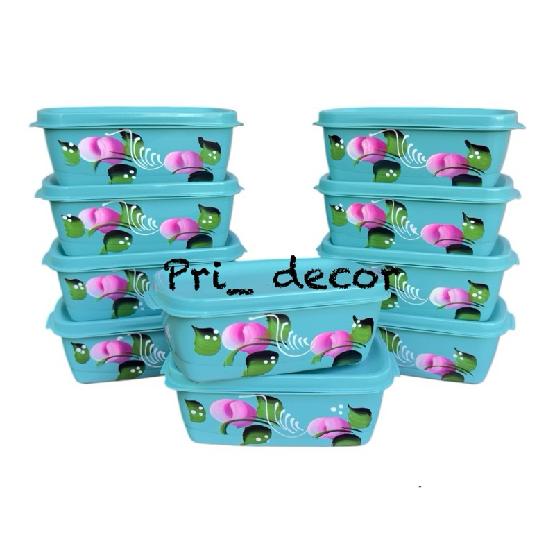 Kit 10 potes herméticos 450 ml decorado com tampa freezer e microondas