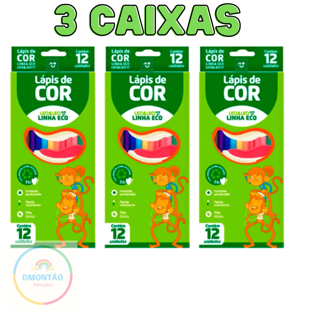 Lapis De Cor 12 Cores Flexivel Resina Plastica Leo&leo-3 UNIDADES