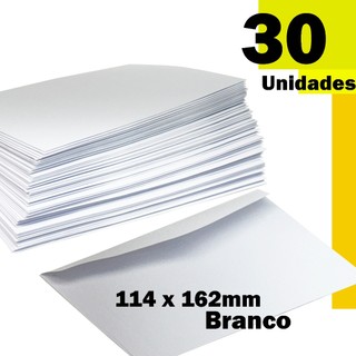 30 ENVELOPE CARTA, COMERCIAL, PADRÃO, LISA, BRANCA 63G 114X162MM