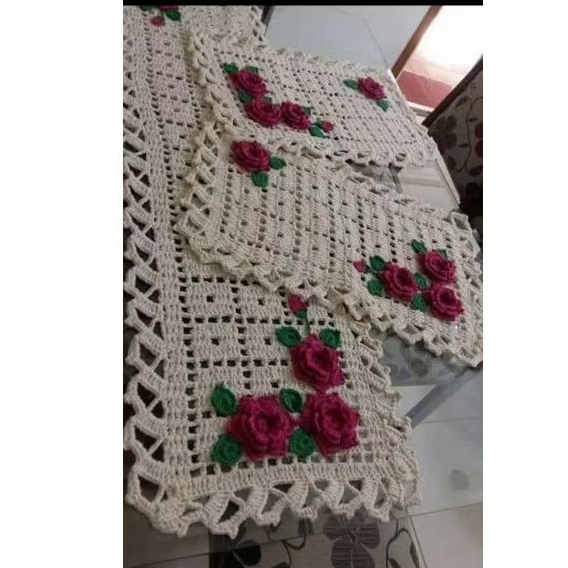 carpete jogo de cozinha em crochê