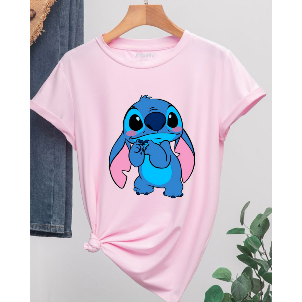 Camiseta Masculina Feminina Stitch Tímido Camisa Algodão Básica Premium Casual
