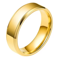 Aliança Compromisso/Casamento 6mm Chanfrada Anatômica Aço Inoxidável Banhada Avulsa