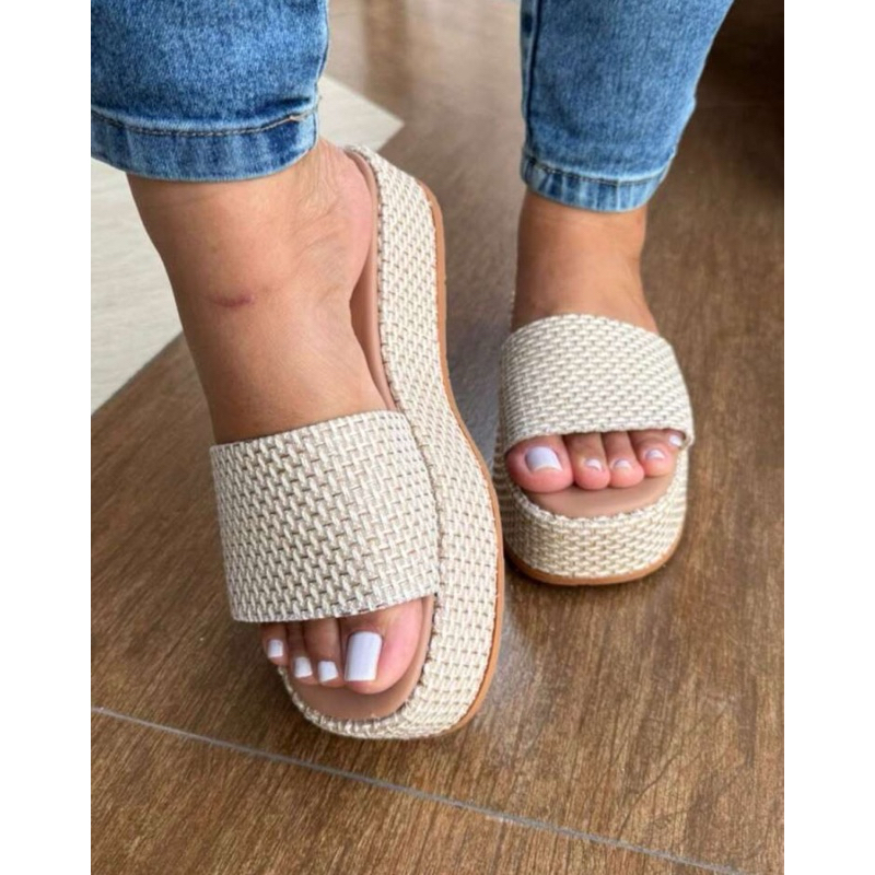 Sandália Flatform Feminina Palha Verão confortável moda em Oferta na Shopee