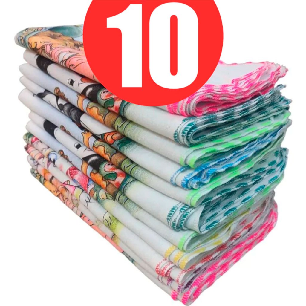 Kit 10 pano de pia estampado 100% algodão