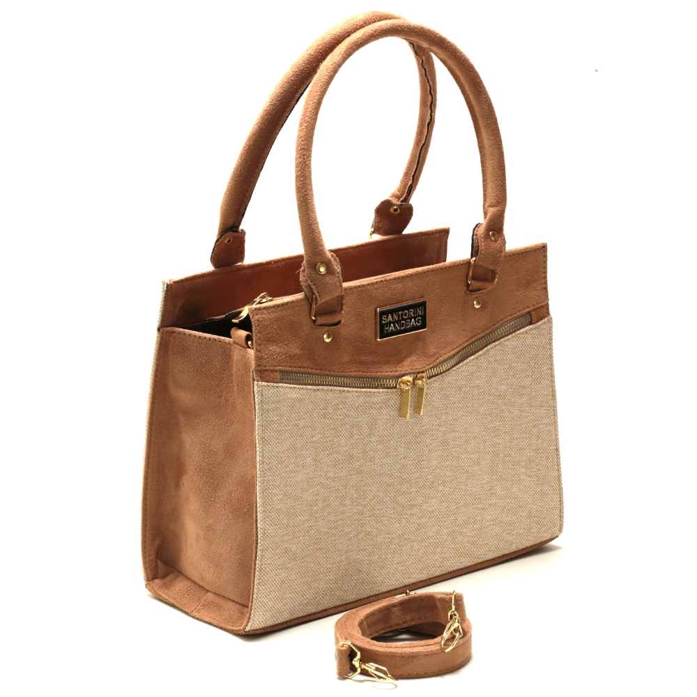 Bolsa feminina média Santorini Handbag com zíper interno e externo, - Women Bags