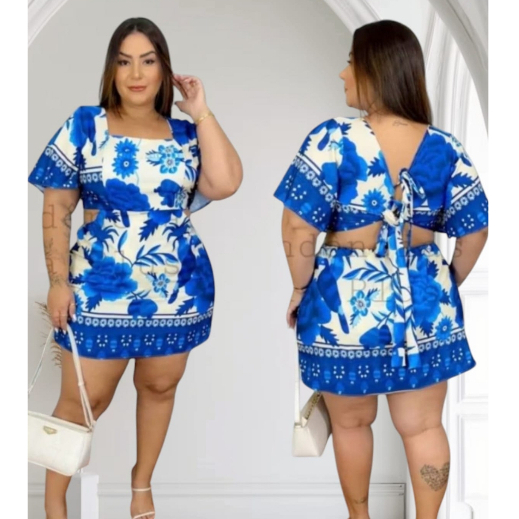 macaquinho estampado inspiraçao farm plus size moda blogueira manga curta em crepinho