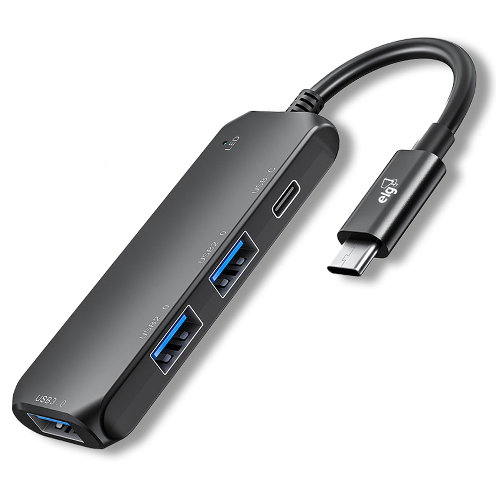 Adaptador Hub USB-C 3.0, Expansão com 4 Portas (USB-C + 3x USB-A), Transferência 5Gbps, HUB41C, ELG em Oferta na Shopee