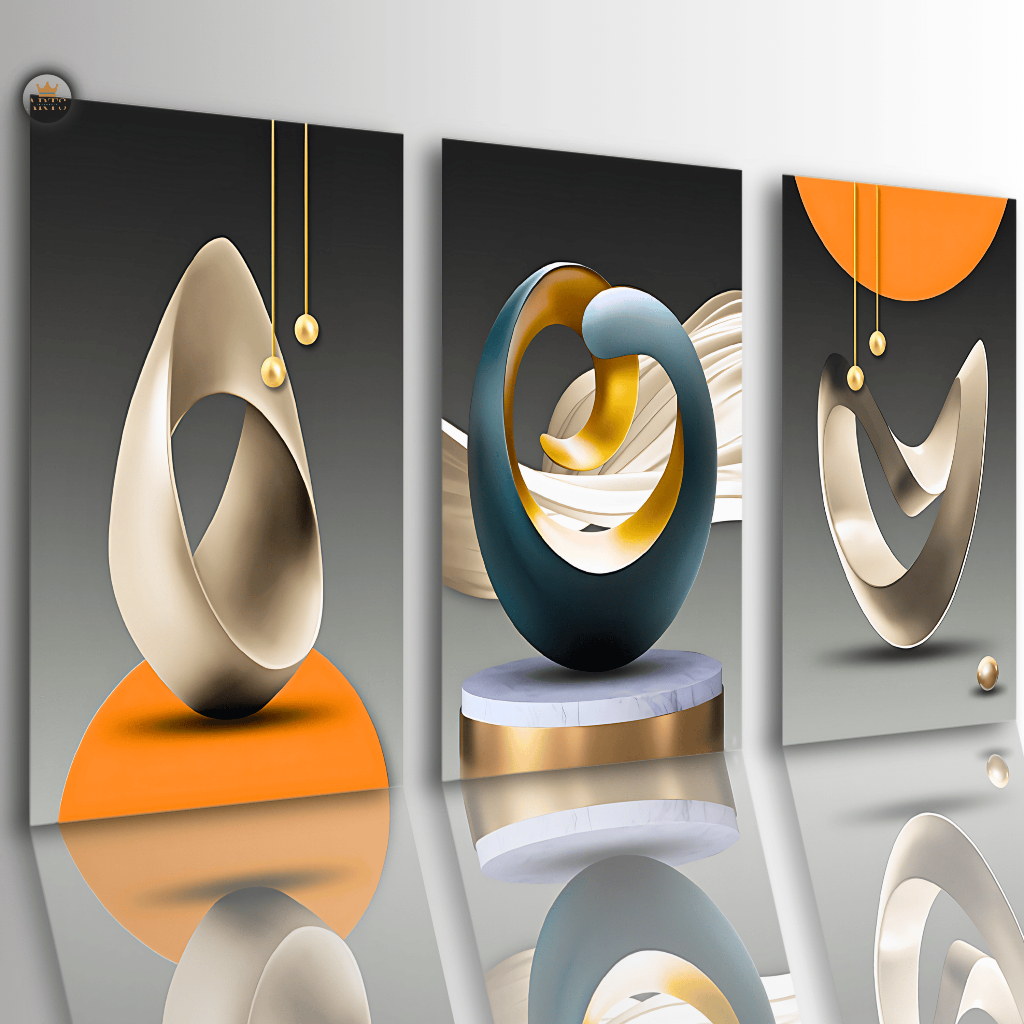 Quadro Decorativo Arte Moderna Abstrata Geométrica Luxo 4K Sala Quarto