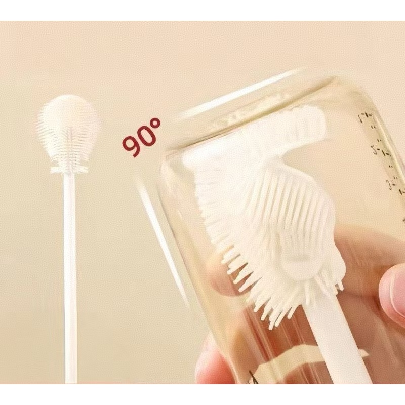 Escova De Lavar Garrafa Mamadeira Copo Taça Silicone Com Cerdas Macias Para Limpeza Completa em Oferta na Shopee