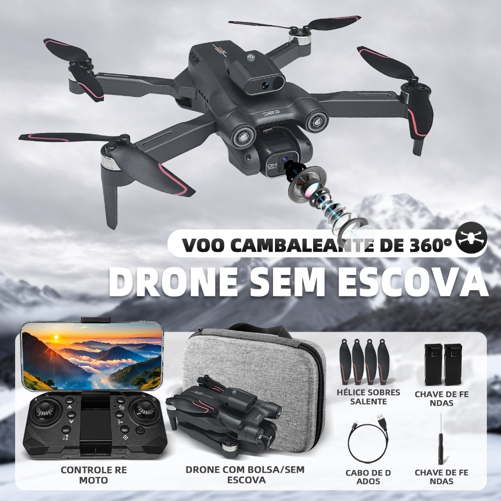Mini drone Mini LSS1S Cámara dual + 2 baterías com dual câmera 6K preto 2.4GHz 2 baterías