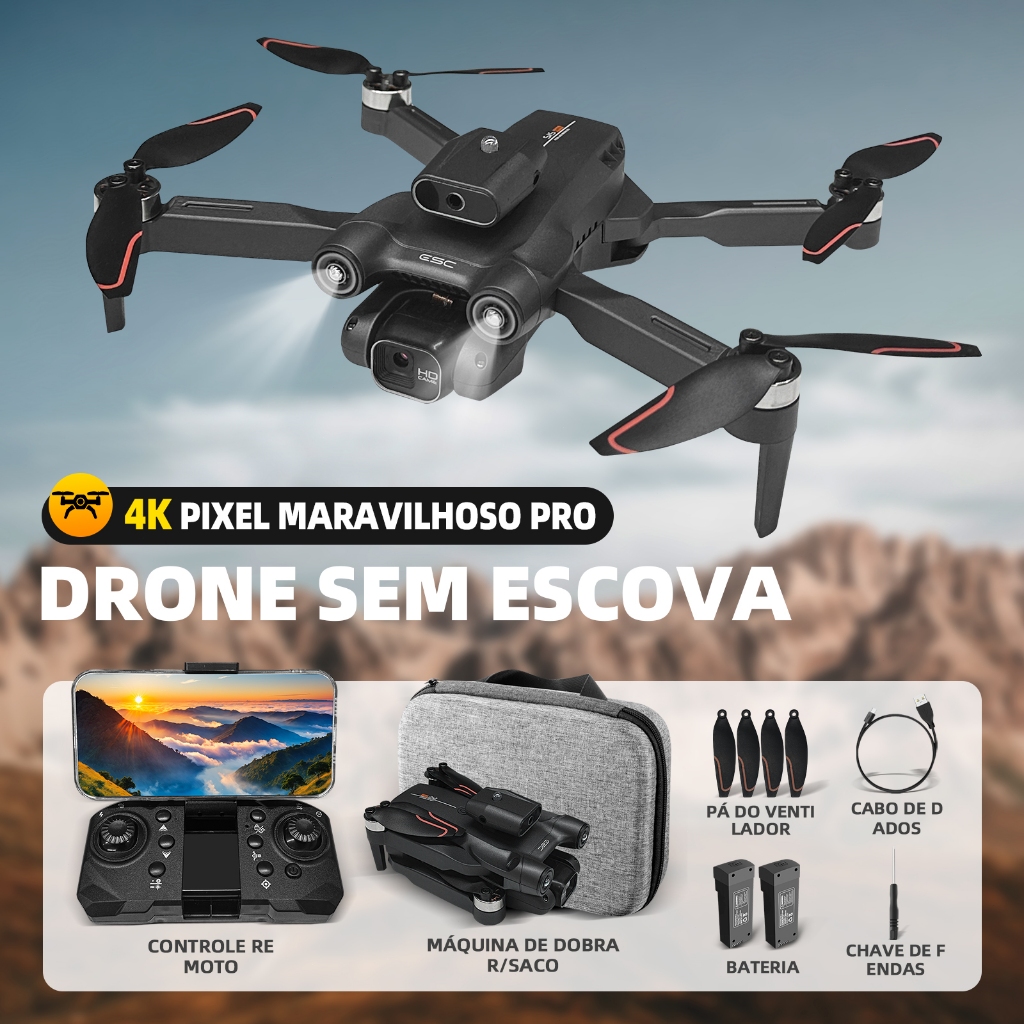 Drone LSS1S Cámara dual + 2 baterías com dual câmera 6K preto 2.4GHz 2 baterías