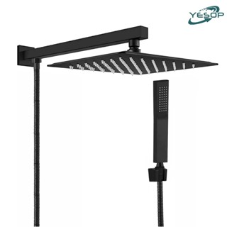 Chuveiro E Ducha Manual Quadrado Terno De Parede Cor Fosco Preto Yesop