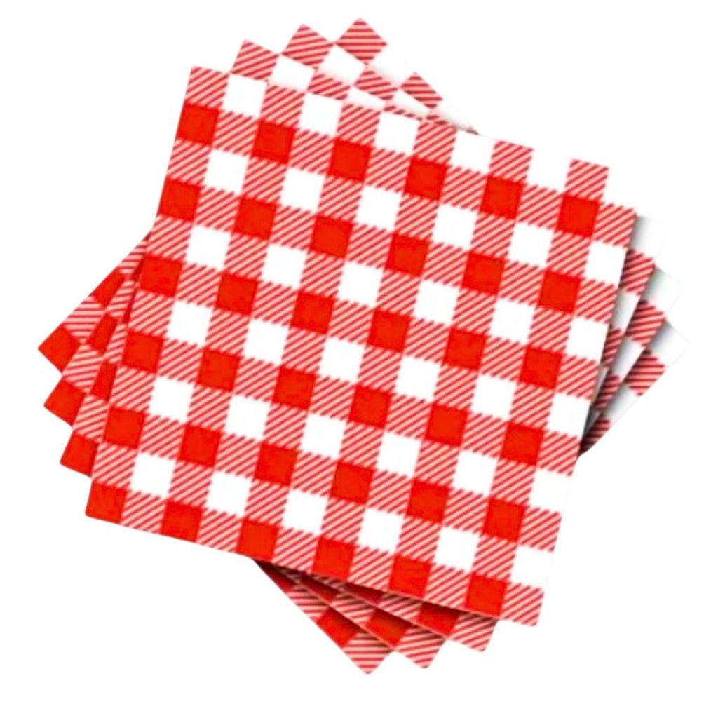 KIT 50 ~ 300 GUARDANAPOS XADREZ VERMELHO  FESTA JUNINA  (19,5X22,5 CM) (CHOCO)