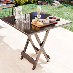 Mesa Dobrável 70x70 Madeira Maciça Tabaco Reforçada Portátil Cozinha Área Gourmet Compacta