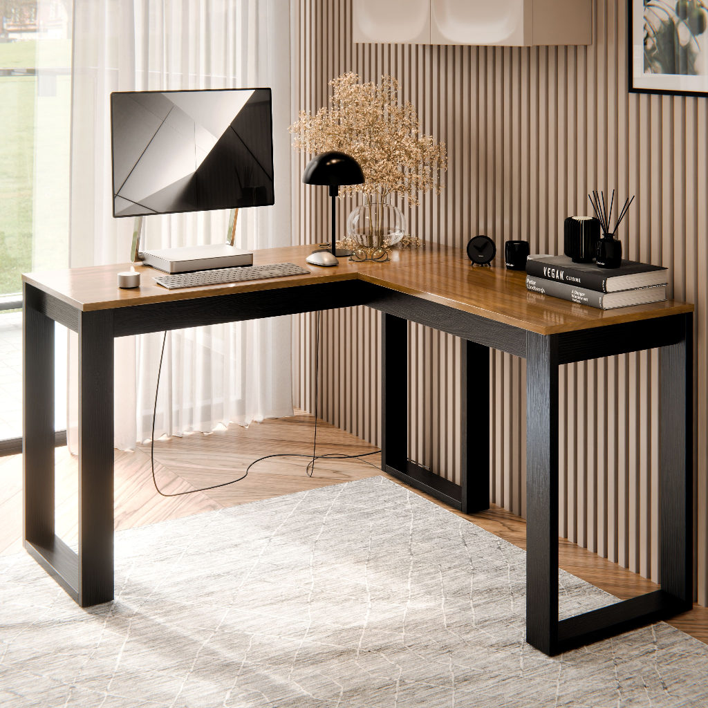 Mesa Escrivaninha Para Home Office Berlim Em L Estilo Industrial