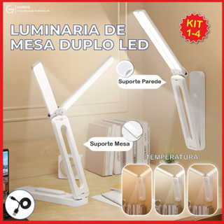 Luminária Articulada com 2 Aberturas Led Abajur de Mesa Recarregável via USB 3 Tons de Luz em Oferta na Shopee