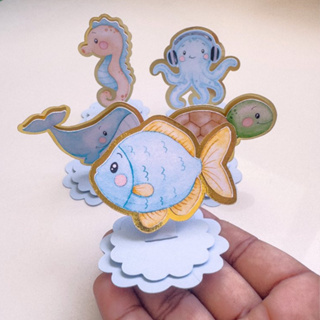 Tag Aplique 3D em Pé Fundo do Mar Menino Azul - DOURADO em Oferta na Shopee