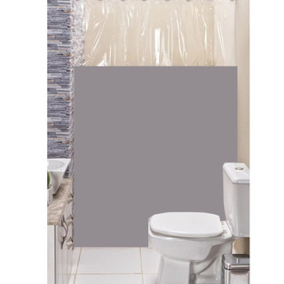 Cortina Box Banheiro Vinil Anti Mofo Visor Transparente 1,35m x 2,00m CINZA