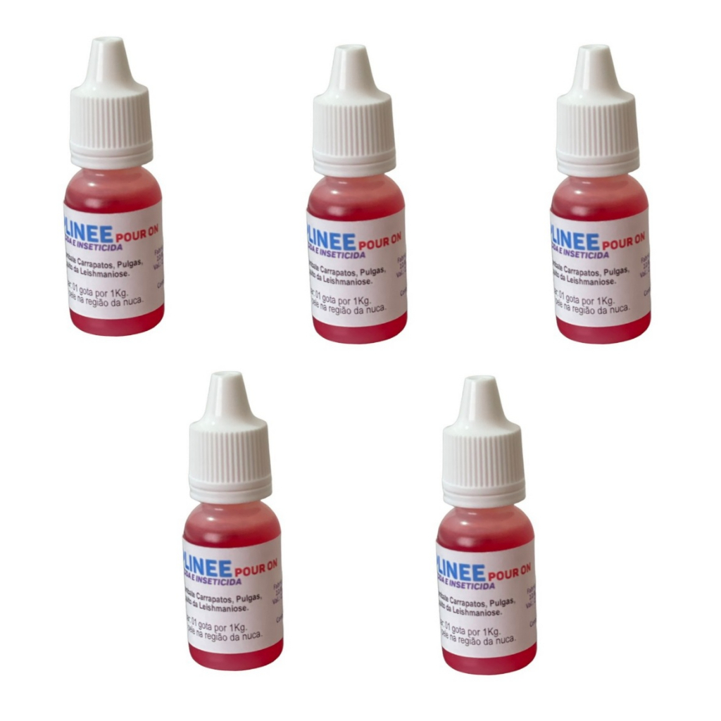 Kit 5 Topline Pour On 10ml Antipulgas Para Cães e Gatos