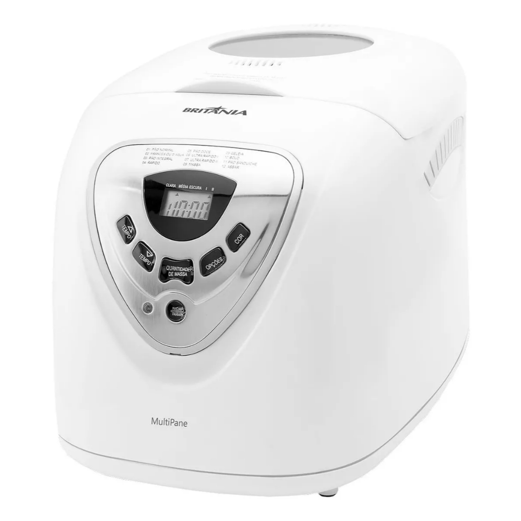 Imagem Panificadora Multipane Com 12 Programas E Potência De 650w Antiaderente Cor Branca Britânia 127v