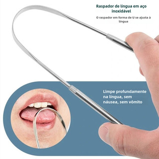 2 lados Limpador Raspador De Língua Em Aço Inox Curvado Boca Limpa Raspador De Língua