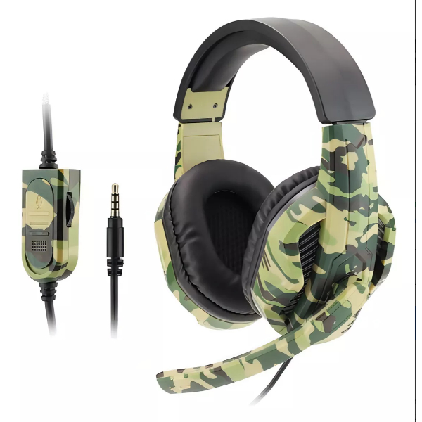 Fone Headphone Gamer Camuflado Compativel Xbox Pstation Pc Note Cor Verde