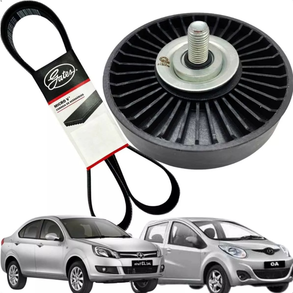 Imagem Kit Correia da direção hidráulica + Polia tensora Jac J2 J3 Turin 1.4 16V 2012 2013 2014 2015