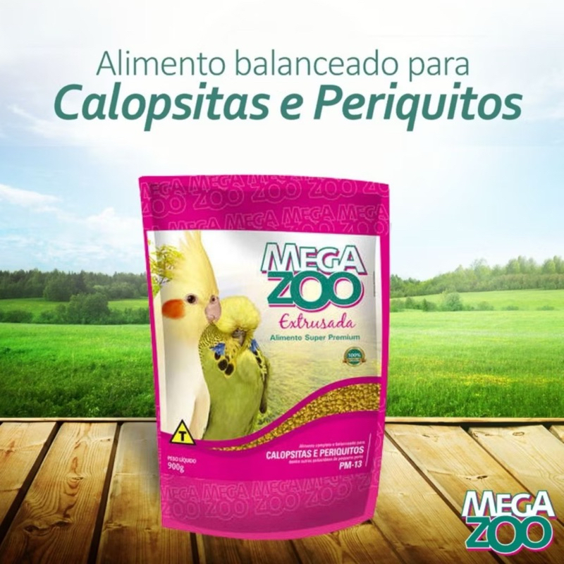 MEGAZOO EXTRUZADA CALOPSITAS E PERIQUIT PM13 900G em Oferta na Shopee