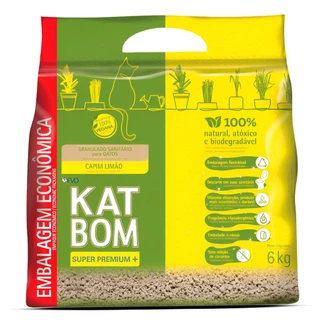 Areia Higiênica Katbom Para Gatos Granulado Capim Limão 6Kg