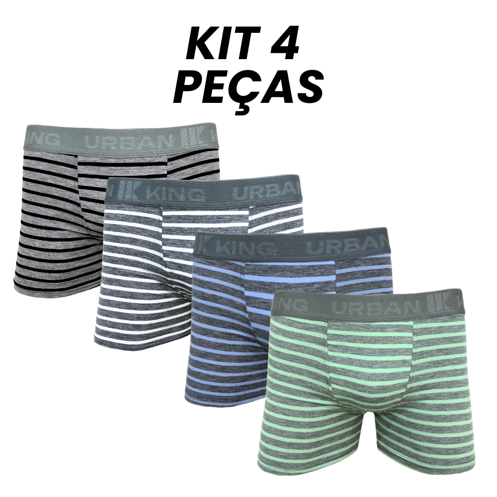 Kit 4 Cuecas Box Boxer Antialérgico Listras Alta Qualidade e Conforto Oferta